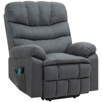 HOMCOM Fauteuil de releveurs, fauteuil inclinable électrique avec fonction de massage, fauteuil rembourré avec fonction de relevage, métal, tissu, Gris