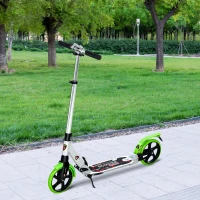 HOMCOM Folding Kick Scooter, Adjustable Ride On Scooter with 200mm Big Wheels and Double Shock Absorption, Urban Scooter for 14+ Teens Adult, Green(m-8)