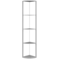 HOMCOM RGB LED Floor Lamp with Shelves, 5-Tier Dimmable Standing Lamp with Adjustable Brightness and Remote Control, Modern Corner Display Shelf Unit for Living Room Bedroom Office, Grey(m-1)