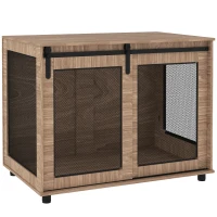 PawHut Dog Crate Furniture with Sliding Door for Large Dogs, Walnut Brown(m-1)