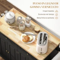 HOMCOM Carrello da Cucina Portavivande con Cassetti, Armadietti e Portaspezie, in Legno e MDF, 111x44.5x82.5 cm, Nero(m-4)