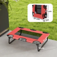 PawHut Portable Raised Dog Bed, Elevated Pet Cot with Breathable Mesh for Indoor Outdoor, for Small Medium Dogs, Red(m-3)