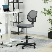 Vinsetto Ergonomic Mesh Standing Desk Chair with Adjustable Footrest Ring and Seat Height Charcoal Grey(m-2)