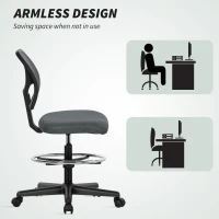 Vinsetto Ergonomic Mesh Standing Desk Chair with Adjustable Footrest Ring and Seat Height Charcoal Grey(m-6)