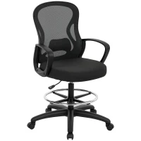 Vinsetto Drafting Chair with Adjustable Footrest, Ergonomic Mesh Office Chair with Lumbar Support, Adjustable Height for Standing Desk, Black(m-11)