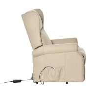 HOMCOM Relaxsessel mit Liegefunktion elektrisch, Seniorensessel mit Aufstehhilfe, , bis 200kg, 72,5x94x109cm, Creme(m-12)