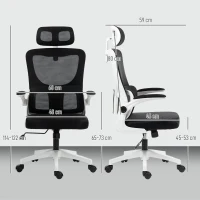 Vinsetto Sedia da Ufficio Regolabile e Reclinabile con Poggiatesta Rimovibile, in Tessuto a Rete, 60x59x114-122 cm, Nero(m-3)