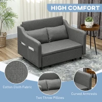 HOMCOM Two-Seater Pull-Out Sofa Bed - Grey(m-5)