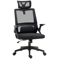 Vinsetto Silla de Oficina de Malla Silla de Escritorio Giratoria Altura y Reposacabezas Ajustable 60x61x104,5-121,5 cm Negro