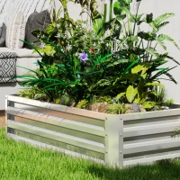 Outsunny Raised Beds for Garden, Galvanized Outdoor Planters, for Herbs and Vegetables, Use for Patio, Backyard, Balcony, Silver(m-8)