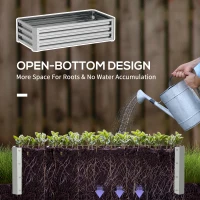 Outsunny Raised Beds for Garden, Galvanized Outdoor Planters, for Herbs and Vegetables, Use for Patio, Backyard, Balcony, Silver(m-5)