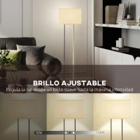 HOMCOM Lámpara de Pie para Salón 150 cm con Pantalla de Tela Luz Nocturna Interruptor de Pie y Base Metálico Blanco(m-6)