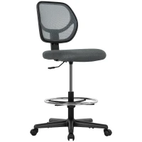 Vinsetto Ergonomic Mesh Standing Desk Chair with Adjustable Footrest Ring and Seat Height Charcoal Grey(m-1)