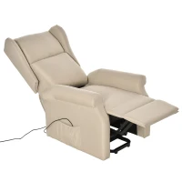 HOMCOM Relaxsessel mit Liegefunktion elektrisch, Seniorensessel mit Aufstehhilfe, , bis 200kg, 72,5x94x109cm, Creme(m-13)