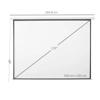 HOMCOM Pantalla de Proyección Eléctrica 120 Pulgadas Formato 4:3 con Mando a Distancia 244x183 cm Blanco(m-10)