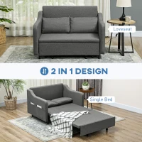 HOMCOM Two-Seater Pull-Out Sofa Bed - Grey(m-4)