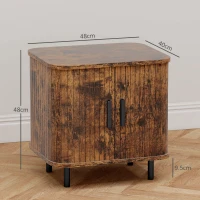 HOMCOM Bedside Table, Nordic Side Table with Roller Shutter Style Sliding Doors and Metal Legs for Bedroom, Living Room, Rustic Brown(m-3)