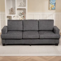 HOMCOM Sofá de 3 Plazas Tapizado en Chenilla Acolchado Grueso Estructura de Acero Diseño Moderno 213x82x90 cm Gris(m-9)
