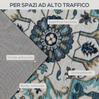 HOMCOM Tappeto Boho Antiscivolo e Lavabile a Pelo Corto per Soggiorno e Camera, 230x160 cm, Multicolore(m-4)
