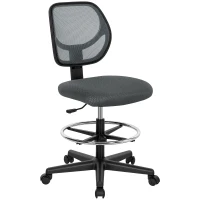 Vinsetto Ergonomic Mesh Standing Desk Chair with Adjustable Footrest Ring and Seat Height Charcoal Grey(m-11)