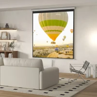 HOMCOM Pantalla de Proyección Portátil 99 Pulgadas Formato 1:1 para Interior y Exterior Cine en Casa Patio 178x178 cm Blanco(m-9)