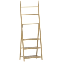 HOMCOM Estantería de Baño de Bambú Plegable con 3 Estantes con Barras Estantería de Madera en Forma de A 53,5x30x53 cm Natural