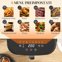 HOMCOM Friggitrice ad Aria da 8L, Air Fryer 1700W con 8 Programmi e Circolazione Aria Calda a 360°, Display LED, Nero(m-5)