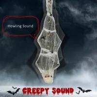 HOMCOM 4.7ft Life Size Outdoor Halloween Decoration Hanging Mummy with Spider Web, Animated Prop Decor with Sound and Motion Activated, Light Up Eyes, Howling Sound, Posable Arms, Moving Body(m-4)