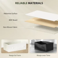 HOMCOM Chest of Drawers, Dresser with 6 Fabric Drawers - White and Grey(m-5)