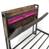 Upholstered Single Bed with LED Lighting, USB Type-C Charging, Storage Headboard and Drawers, 3ft Single Bed, 208L x 92W x 110H cm, Grey(m-11)