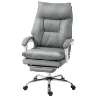 HOMCOM Faux Leather Office Chair, with Inflatable Lumbar - Grey(m-11)