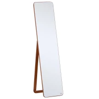 HOMCOM Espelho de pé de Corpo Inteiro Retangular Espelho de Parede com 2 Formas de Uso Estrutura de Madeira de Pinho para Dormitórios Sala de Estar Corredor 37x43x156cm Nogueira(m-1)