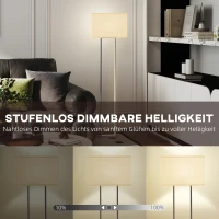 HOMCOM Moderne Stehlampe, 3 Modi, Fußschalter, verstellbare Helligkeit, Leinenoptik, Weiß(m-6)