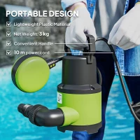 Outsunny 400W Submersible Water Pump for Dirty/Clean Water, 9000L/H Electric Sump Pump with Float Switch, Drain Water from Garden Pond, Hot Tub, Ditches, Portable and Lightweight(m-7)