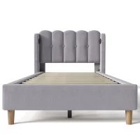 Upholstered Single Bed with USB & Type-C Charging Ports, Teenager Bed for Bedroom & Guest Room, 197L x 103W x 103H cm, Grey(m-2)