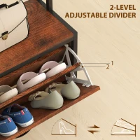 HOMCOM 5-In-1 Industrial-Style Hallway Tree - Brown/Black(m-6)