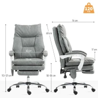 HOMCOM Faux Leather Office Chair, with Inflatable Lumbar - Grey(m-3)