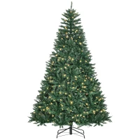 HOMCOM Sapin de Noël Artificiel Lumineux 210H cm LED x 700 Blanc Chaud + Support Pied 2154 Branches Vert(m-10)