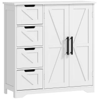 HOMCOM Mueble de baño, mueble de almacenamiento, con 4 cajones, 1 armario, para espacios pequeños, 81,2 x 30 x 83,8 cm, blanco(m-1)