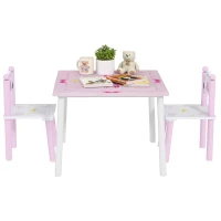 AIYAPLAY Mesa y Sillas Infantiles para Niños de 2-5 Años de 3 Piezas Mesa Infantil con Sillas para Sala de Juegos Rosa y Blanco(m-10)