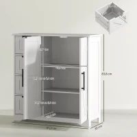 HOMCOM Badezimmermöbel, Aufbewahrungsmöbel, mit 4 Schubladen, 1 Schrank, für kleine Räume, 81,2 x 30 x 83,8 cm, weiß(m-3)