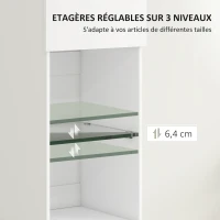 HOMCOM Meuble salle de bain haute, meuble de rangement colonne avec 2 portes étagères ajustables 40 x 38 x 160 cm blanc(m-5)