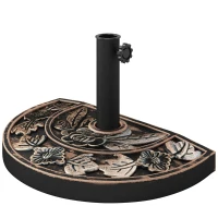 Outsunny Soporte para Parasol Peso 9 kg en Forma de Semicírculo para Poste de Paraguas de Ø3,8 cm y Ø4,8 cm 50x31x32 cm Bronce(m-11)