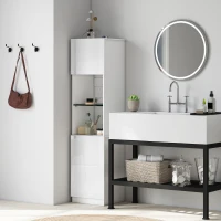HOMCOM Meuble salle de bain haute, meuble de rangement colonne avec 2 portes étagères ajustables 40 x 38 x 160 cm blanc(m-2)