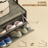 HOMCOM 5-In-1 Industrial-Style Hallway Tree - Grey/Black(m-6)