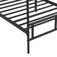 Metal Canopy Bed Frame with Durable Iron and MDF Construction, Wood Headboard, Easy Self-Installation, 195L x 90.5W x 192H cm, Black(m-14)