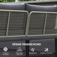 Outsunny Salon de jardin extérieur 4 places modulable en bois d'acacia, canapé d'angle extérieur avec table basse et coussins(m-7)