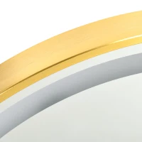 kleankin Espejo de Baño con Luz LED Táctil Función de Memoria Brillo y Color Ajustable y Reloj Ø60x4 cm Dorado(m-9)
