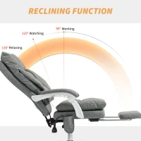 HOMCOM Faux Leather Office Chair, with Inflatable Lumbar - Grey(m-7)