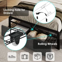 Upholstered Single Bed with LED Lighting, USB Type-C Charging, Storage Headboard and Drawers, 3ft Single Bed, 208L x 92W x 110H cm, Grey(m-5)